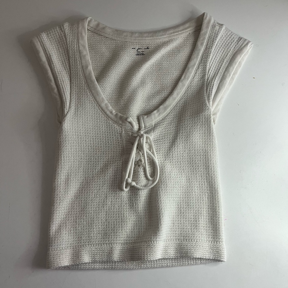 Urban Outfitters Cream Textured Crop Top